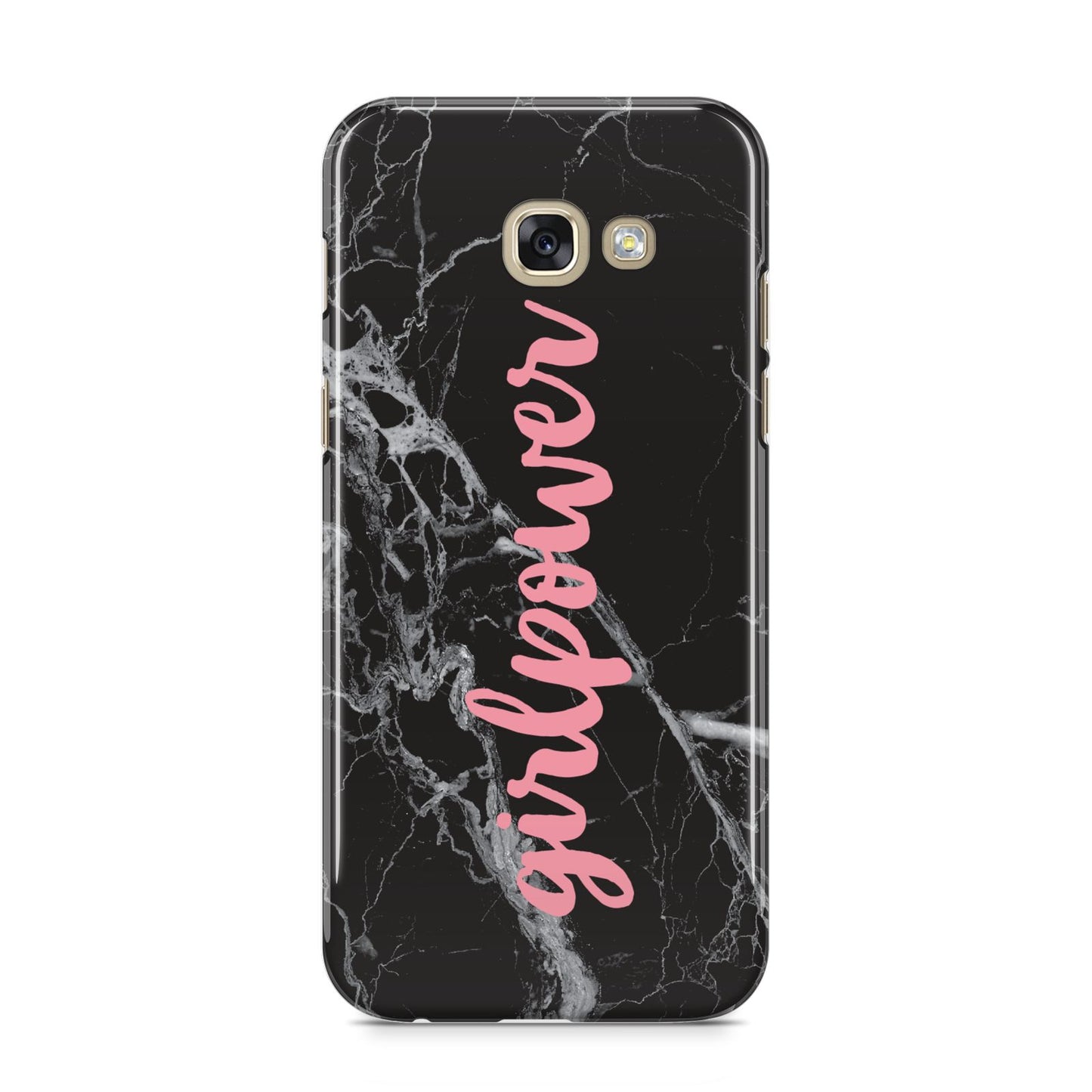 Girlpower Black White Marble Effect Samsung Galaxy A5 2017 Case on gold phone