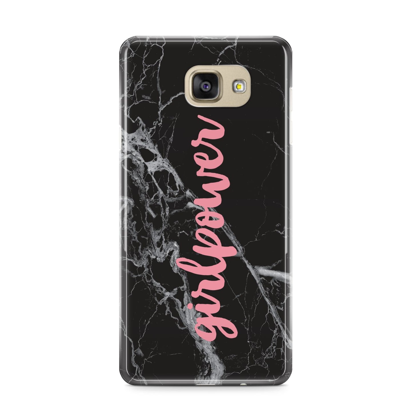 Girlpower Black White Marble Effect Samsung Galaxy A9 2016 Case on gold phone