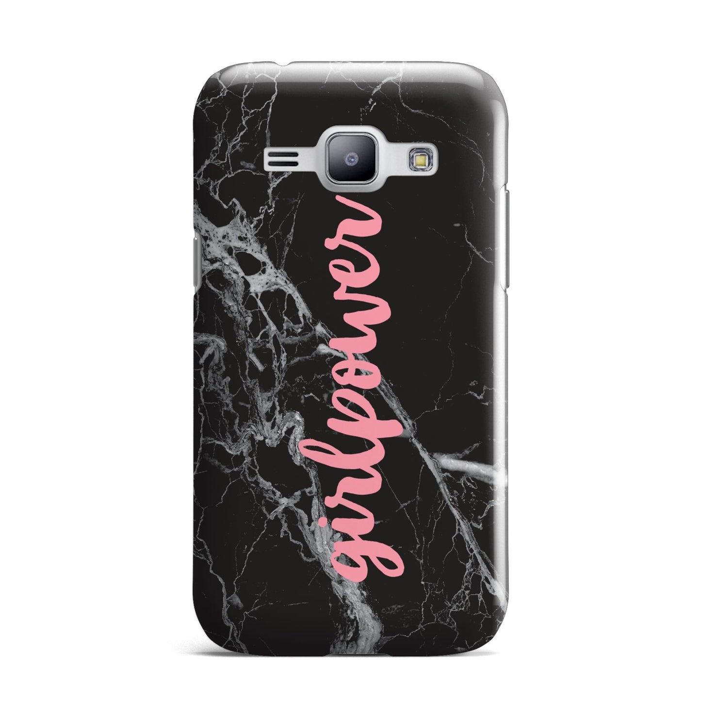 Girlpower Black White Marble Effect Samsung Galaxy J1 2015 Case