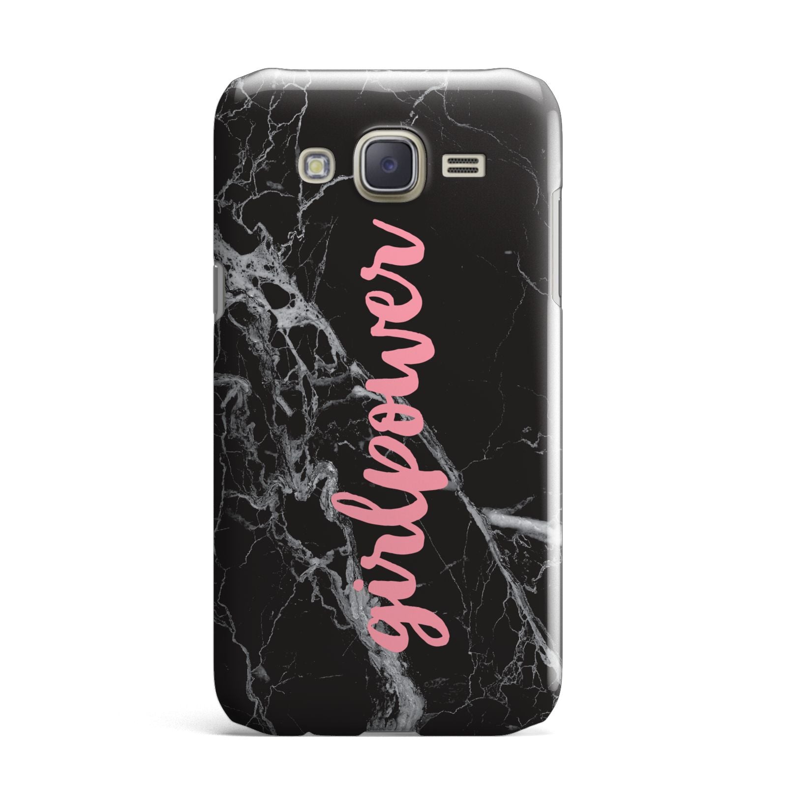 Girlpower Black White Marble Effect Samsung Galaxy J7 Case