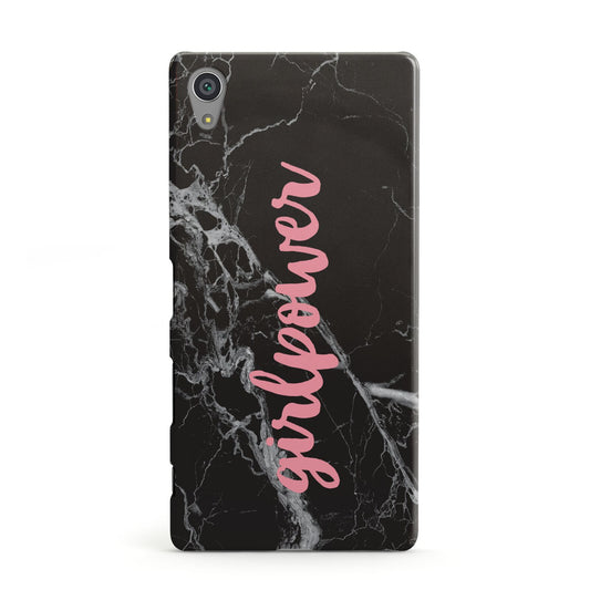 Girlpower Black White Marble Effect Sony Xperia Case