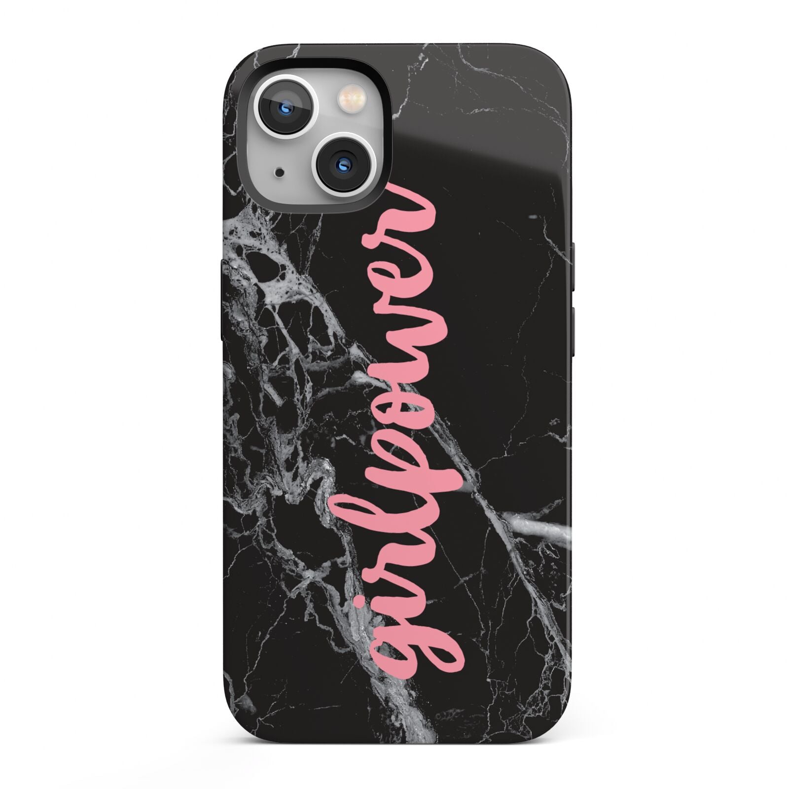 Girlpower Black White Marble Effect iPhone 13 Full Wrap 3D Tough Case