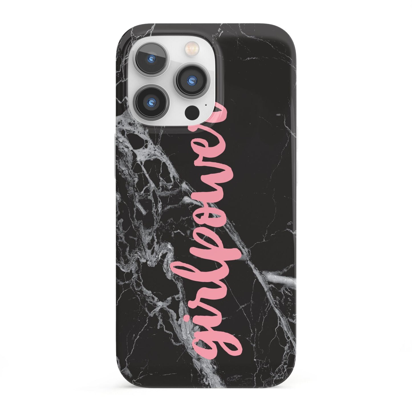 Girlpower Black White Marble Effect iPhone 13 Pro Full Wrap 3D Snap Case