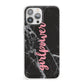 Girlpower Black White Marble Effect iPhone 13 Pro Max Clear Bumper Case