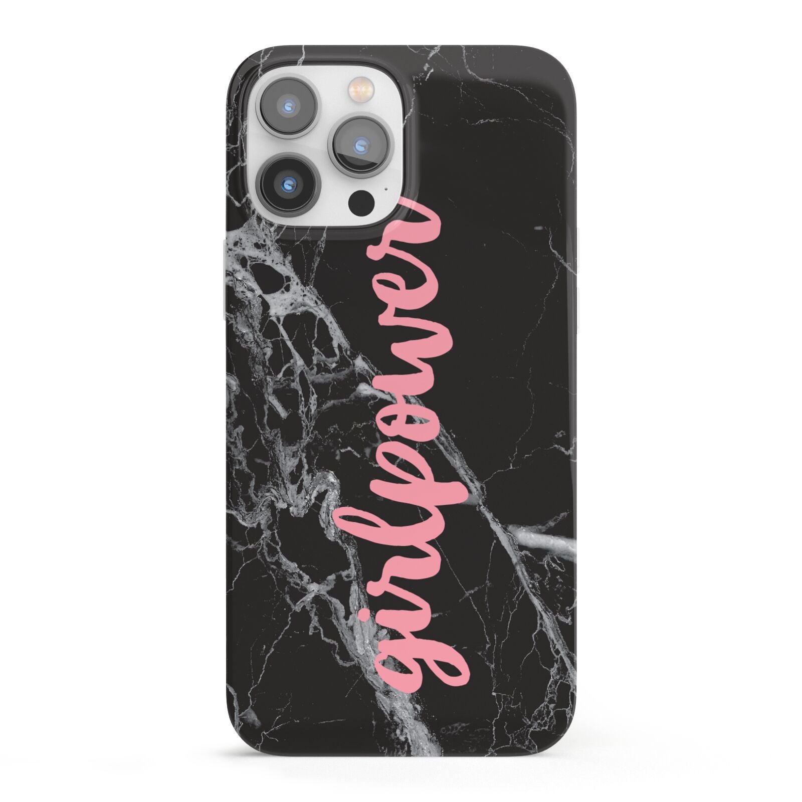 Girlpower Black White Marble Effect iPhone 13 Pro Max Full Wrap 3D Snap Case