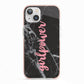 Girlpower Black White Marble Effect iPhone 13 TPU Impact Case with Pink Edges