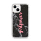Girlpower Black White Marble Effect iPhone 14 Clear Tough Case Starlight