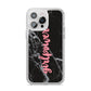 Girlpower Black White Marble Effect iPhone 14 Pro Max Clear Tough Case Silver