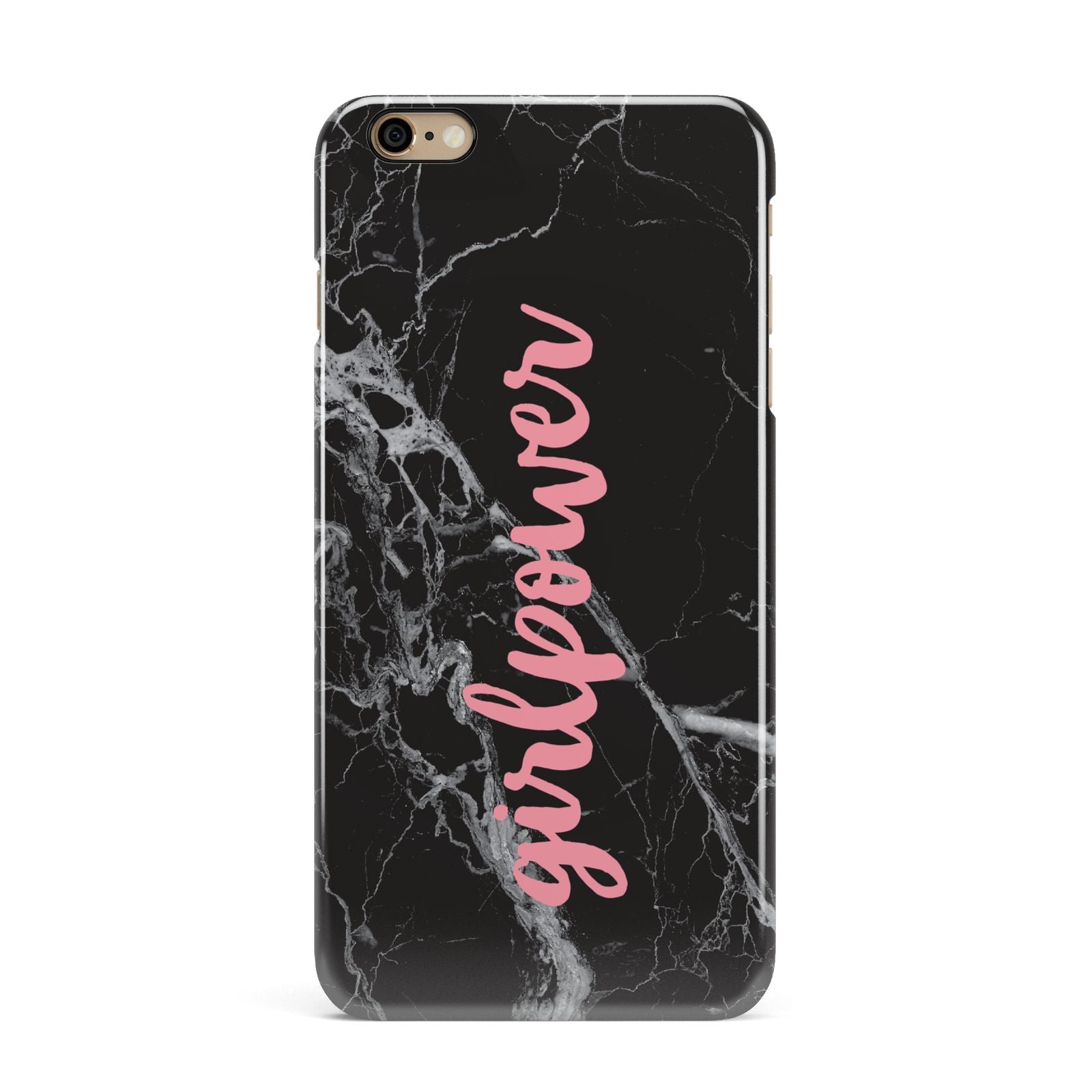 Girlpower Black White Marble Effect iPhone 6 Plus 3D Snap Case on Gold Phone