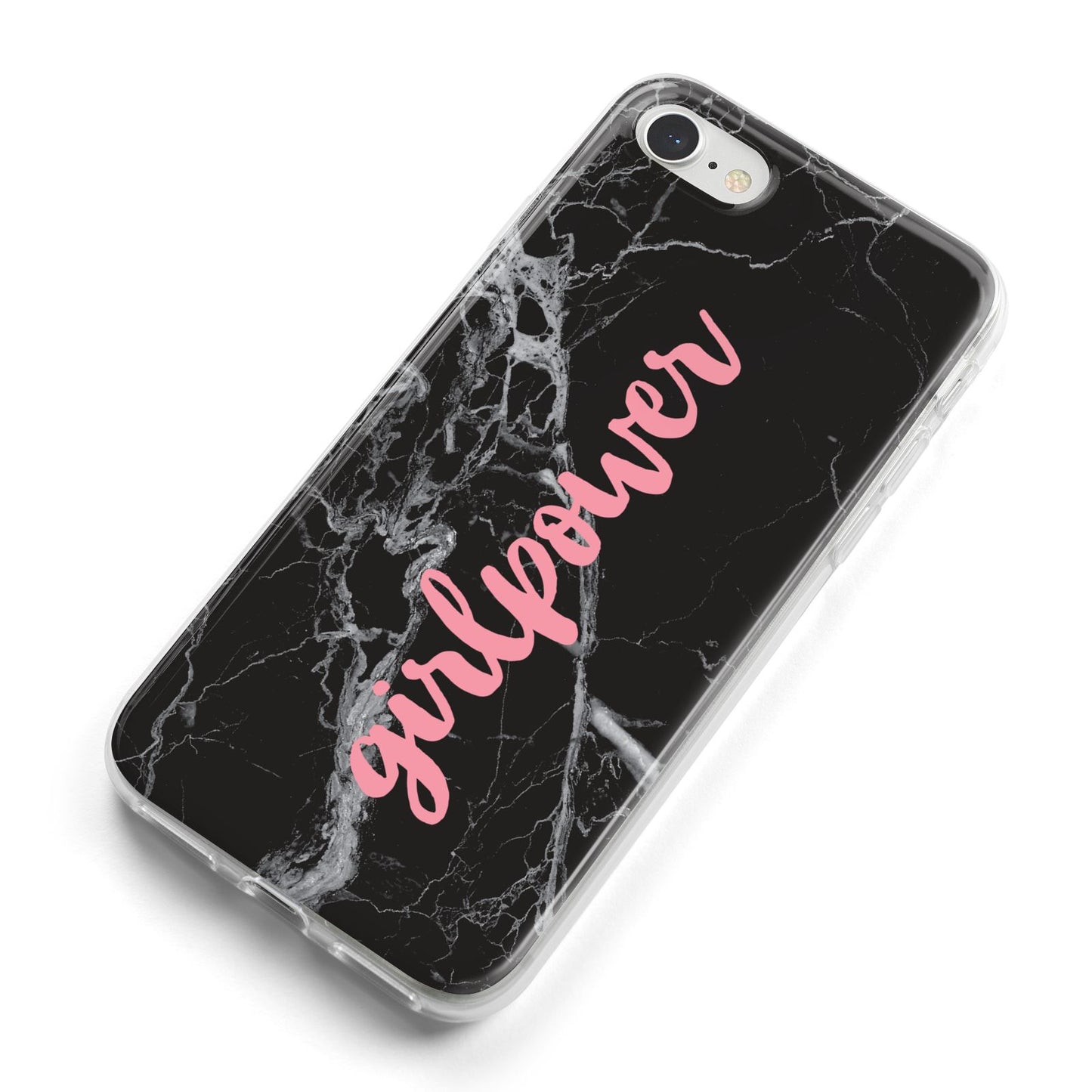 Girlpower Black White Marble Effect iPhone 8 Bumper Case on Silver iPhone Alternative Image