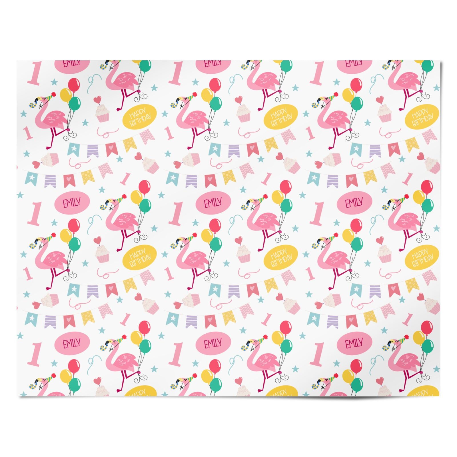 Girls Flamingo Personalised Birthday Personalised Wrapping Paper Alternative
