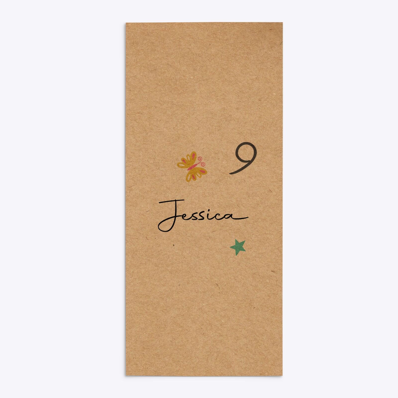 Girls Personalised Birthday 4x9 Rectangle Invitation Kraft Back Image