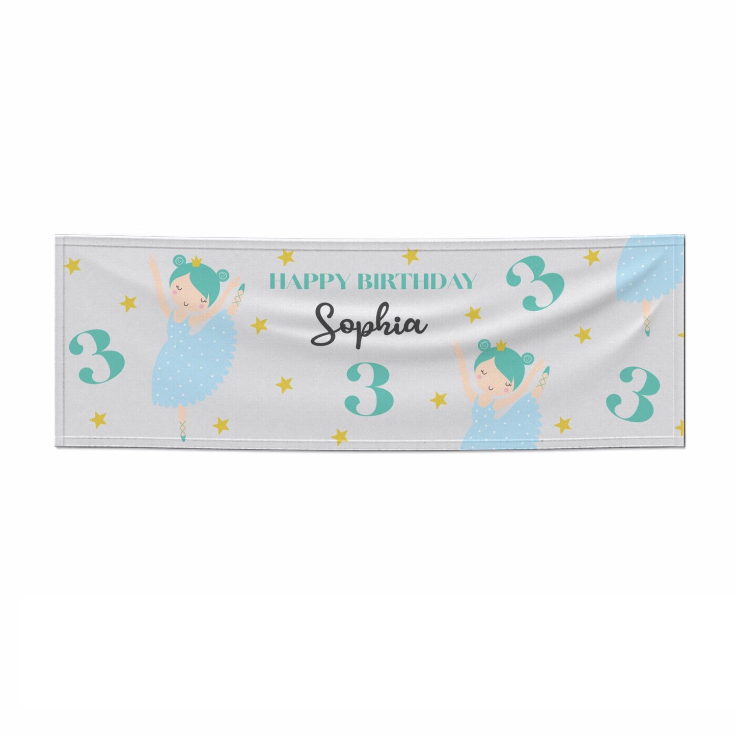 Girls Personalised Birthday Ballerina 6x2 Paper Banner