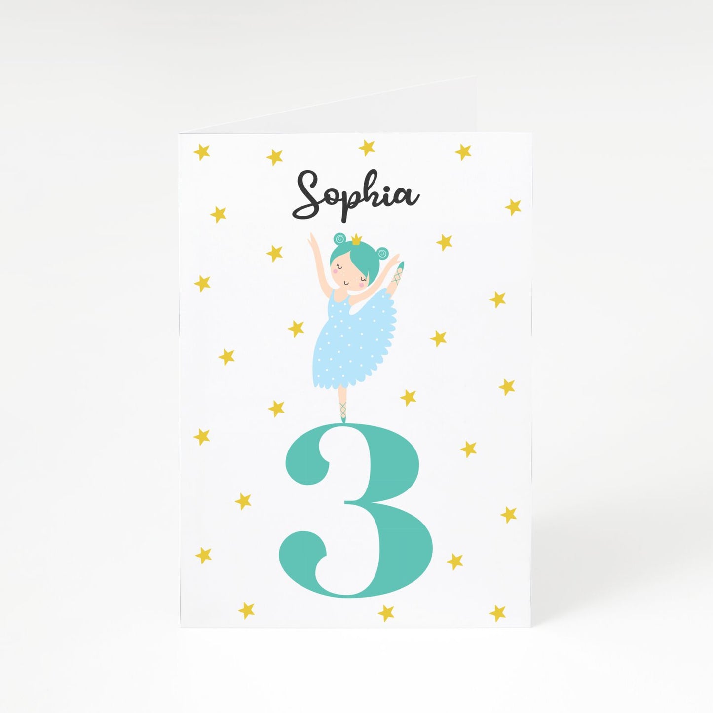 Girls Personalised Birthday Ballerina A5 Greetings Card