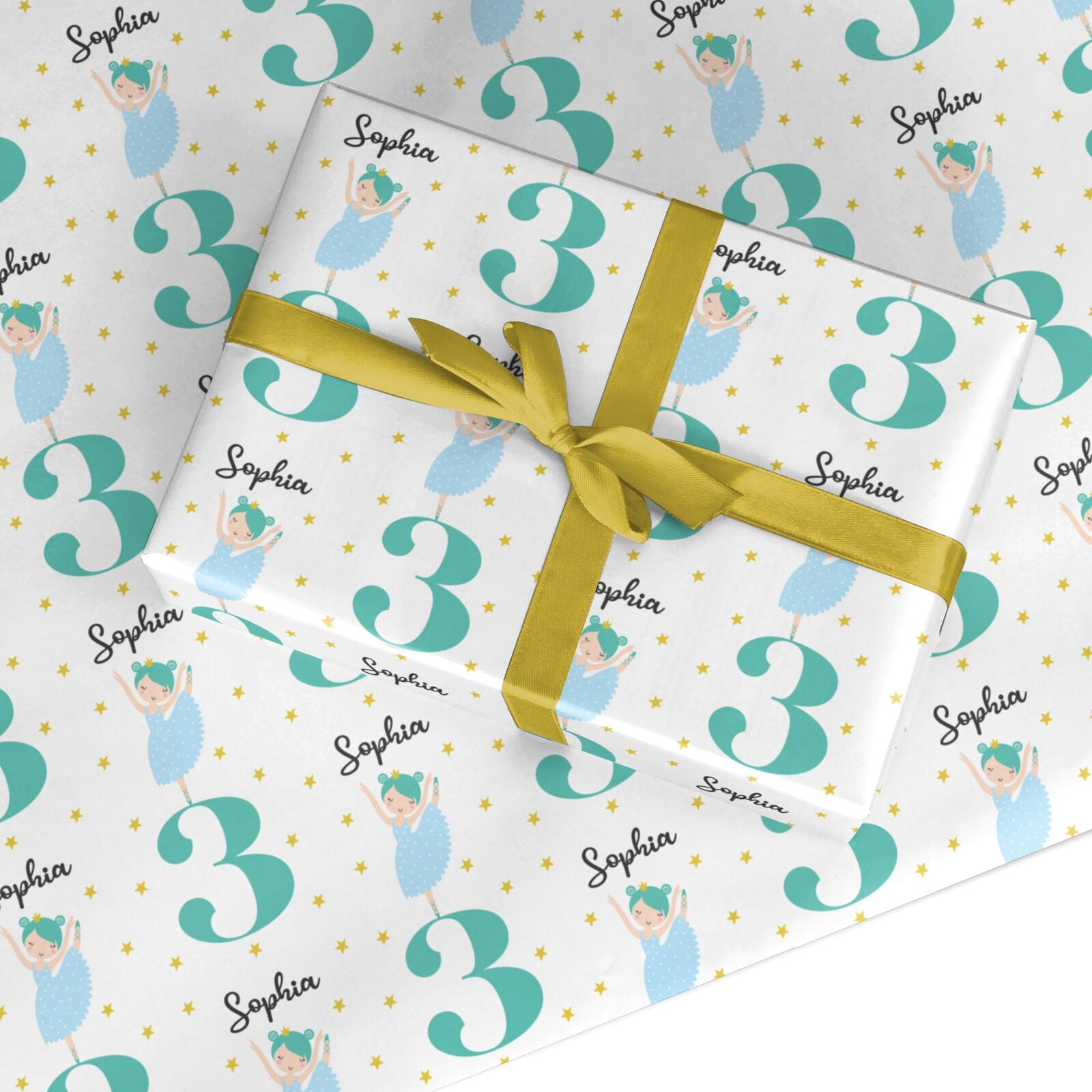 Girls Personalised Birthday Ballerina Custom Wrapping Paper
