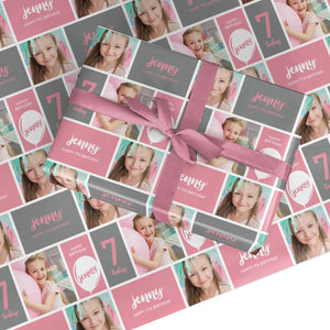 Girls Personalised Birthday Photo Wrapping Paper
