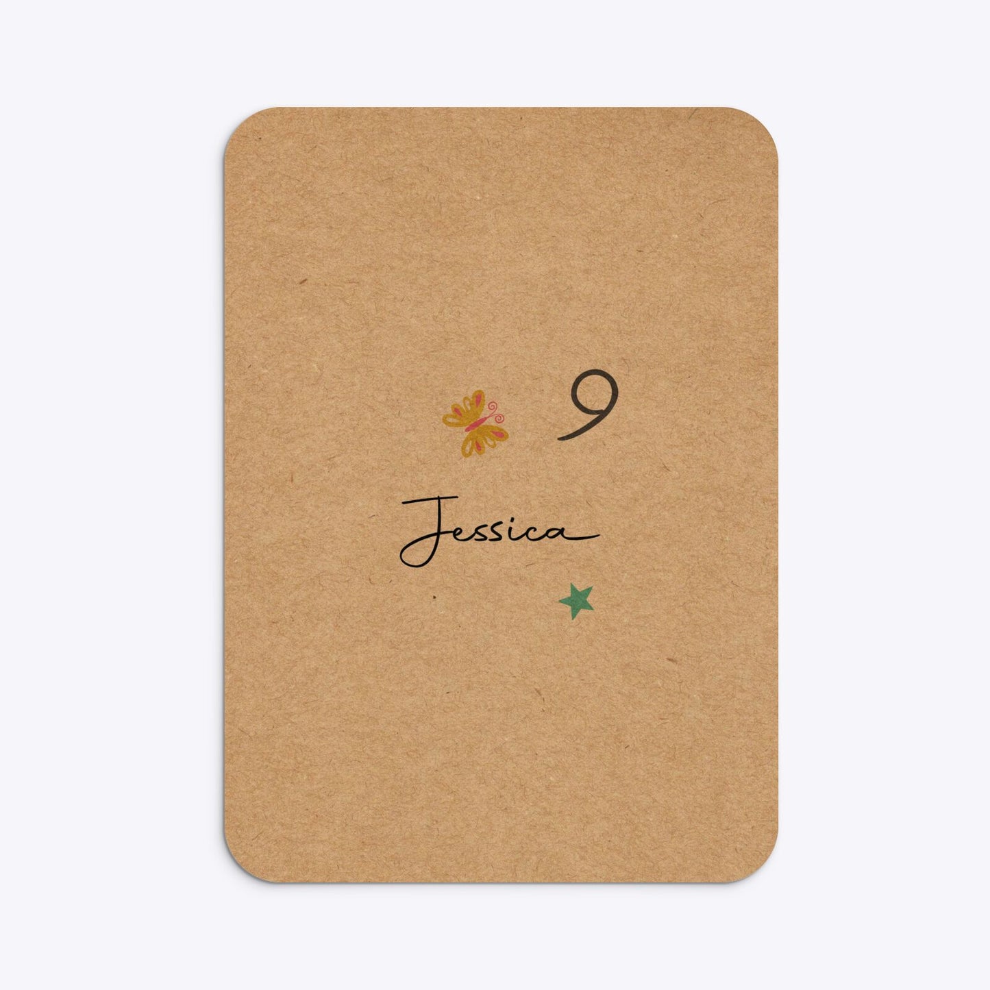 Girls Personalised Birthday Rounded Invitation Kraft Back Image