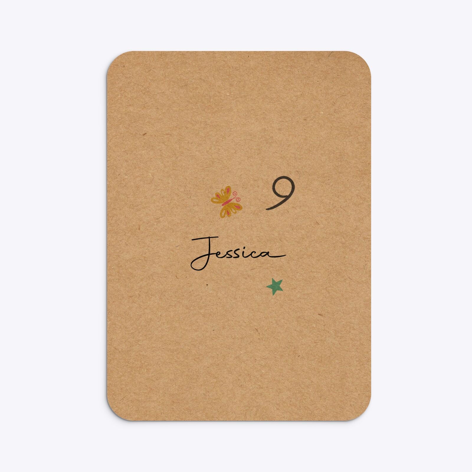 Girls Personalised Birthday Rounded Invitation Kraft Back Image