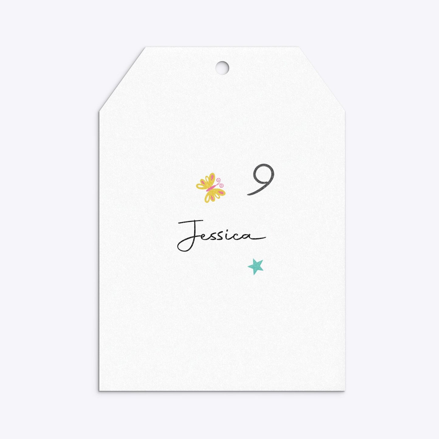 Girls Personalised Birthday Tag Invitation Glitter Back Image