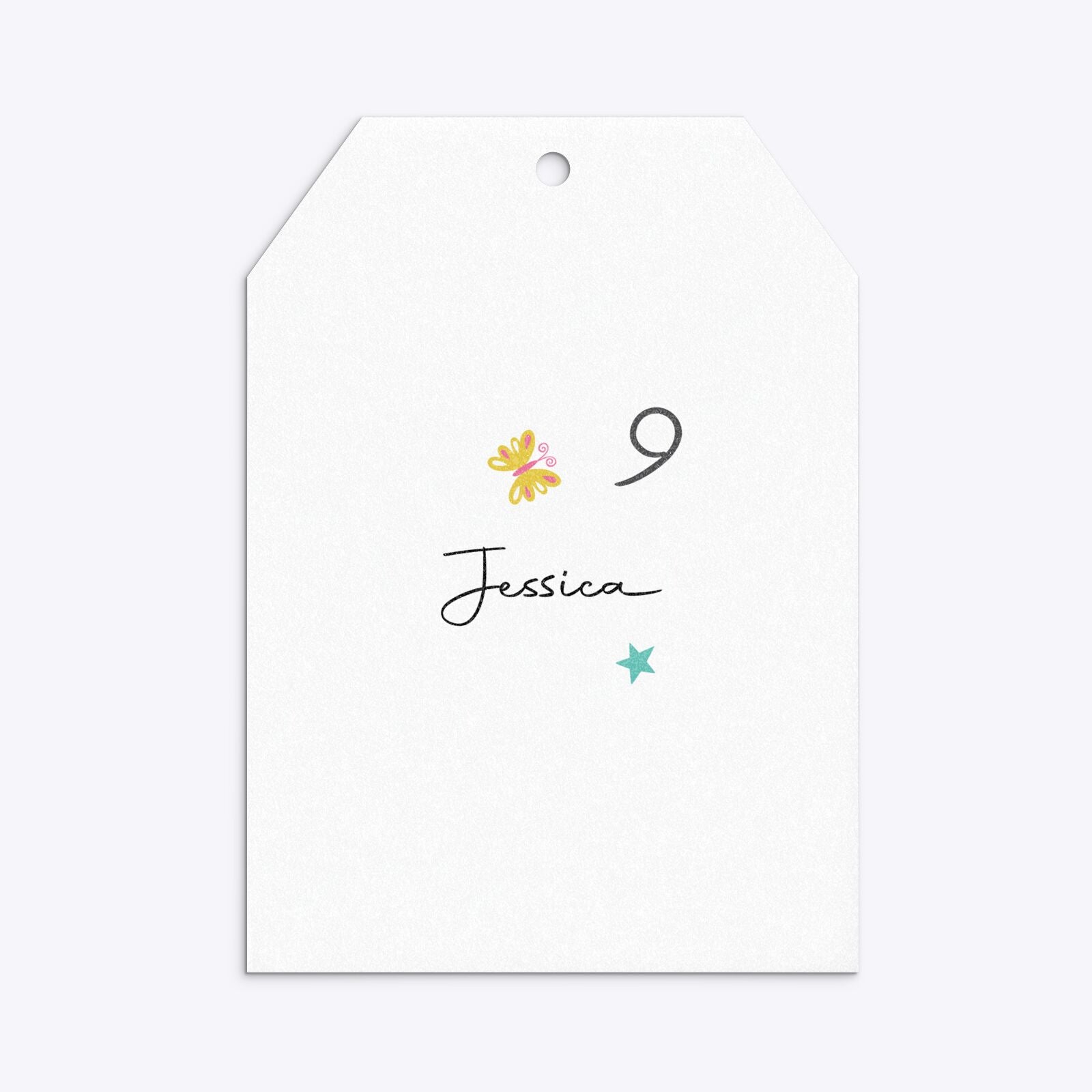 Girls Personalised Birthday Tag Invitation Glitter Back Image