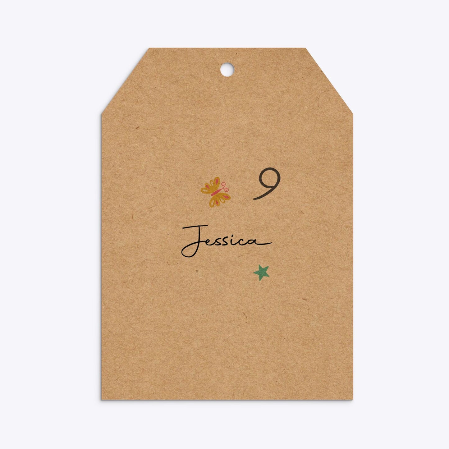 Girls Personalised Birthday Tag Invitation Kraft Back Image