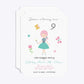 Girls Personalised Birthday Ticket Invitation Glitter Front and Back Image