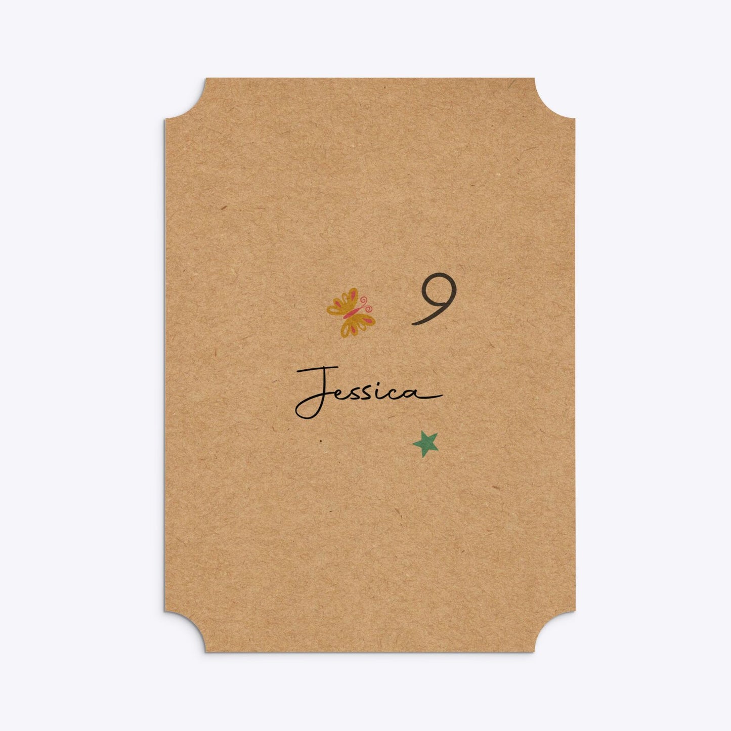 Girls Personalised Birthday Ticket Invitation Kraft Back Image