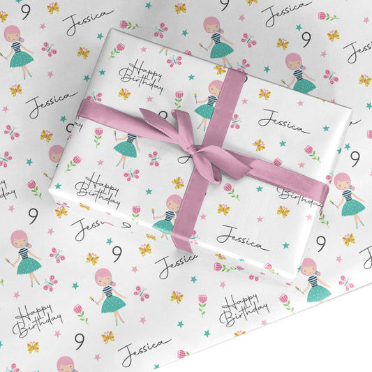 Girls Personalised Happy Birthday Custom Wrapping Paper