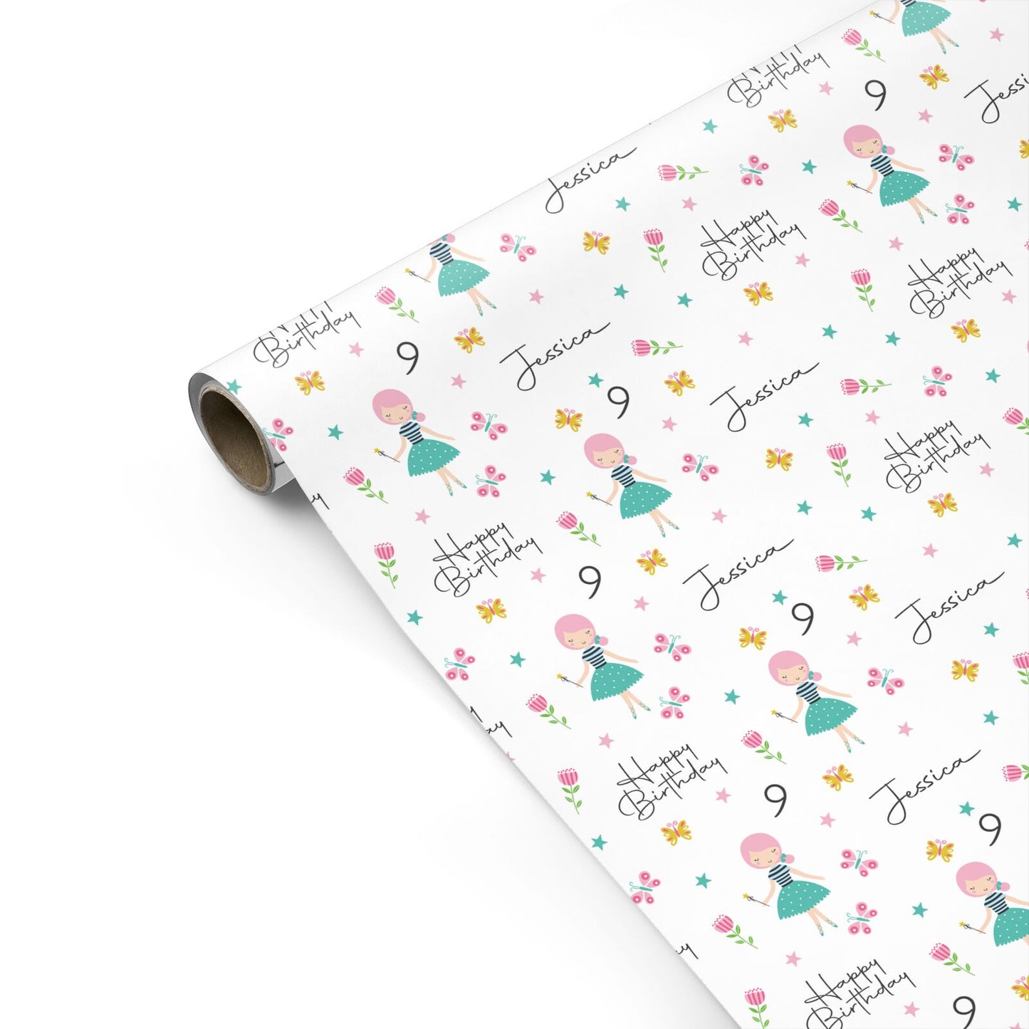 Girls Personalised Happy Birthday Personalised Gift Wrap