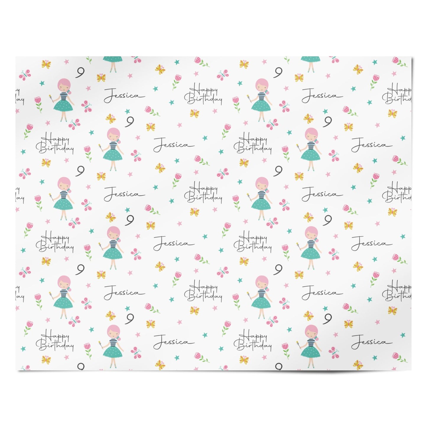 Girls Personalised Happy Birthday Personalised Wrapping Paper Alternative