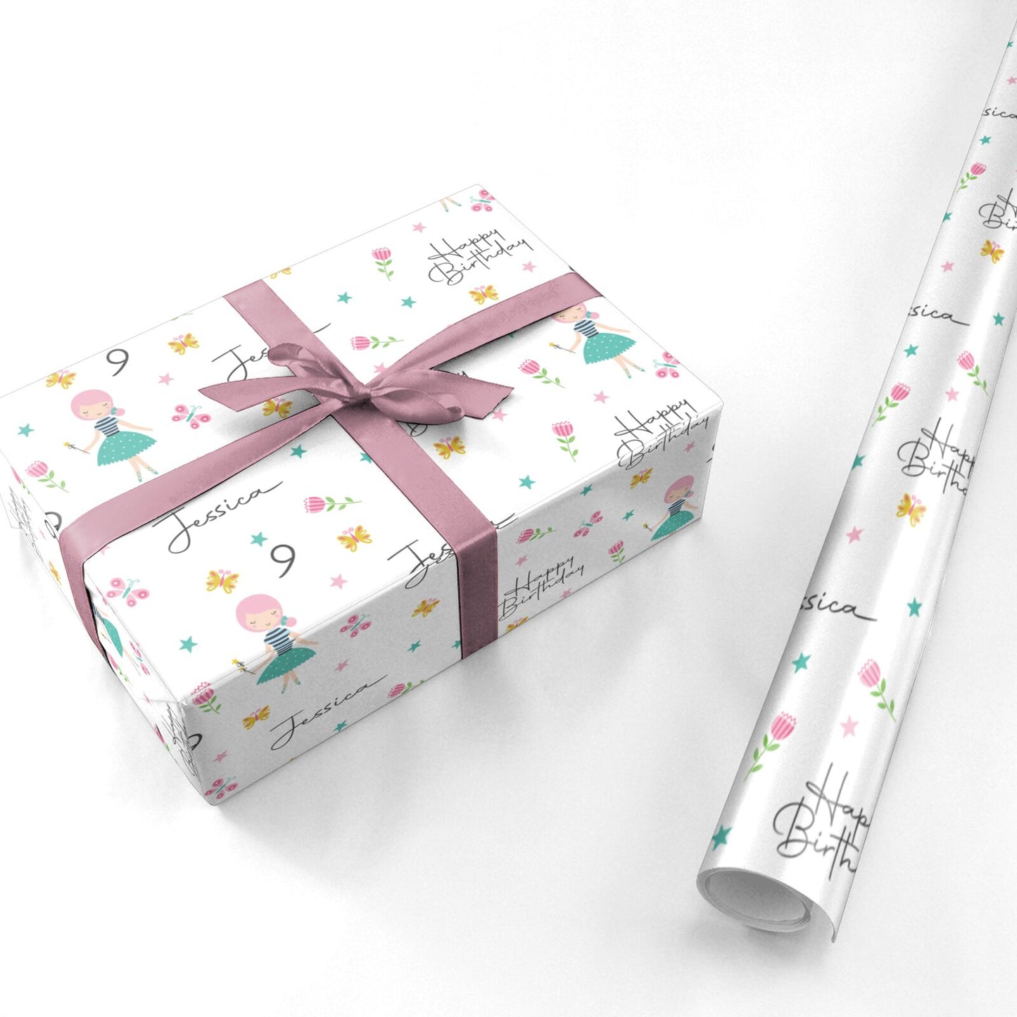 Girls Personalised Happy Birthday Personalised Wrapping Paper