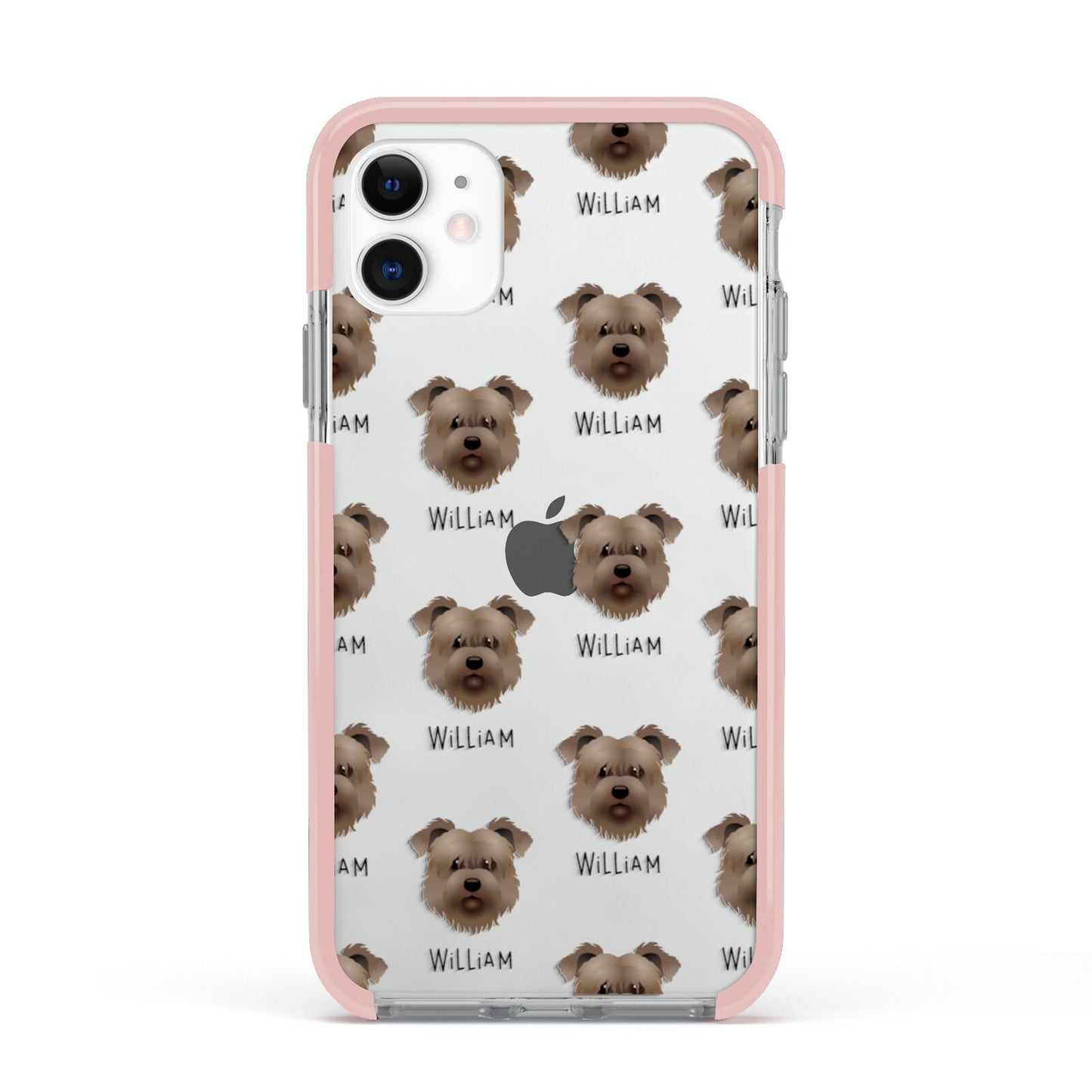 Glen Of Imaal Terrier Icon with Name Apple iPhone 11 in White with Pink Impact Case