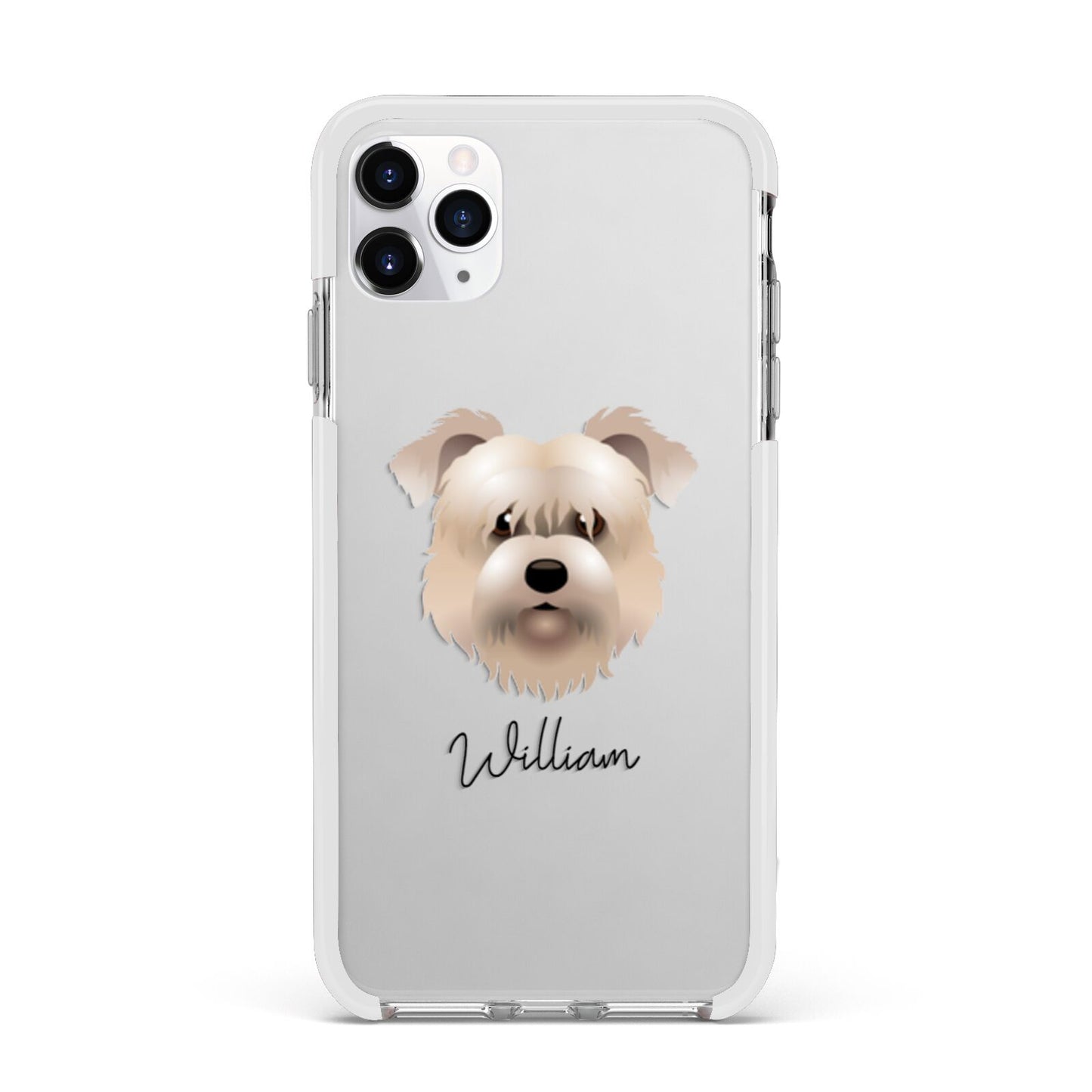Glen Of Imaal Terrier Personalised Apple iPhone 11 Pro Max in Silver with White Impact Case