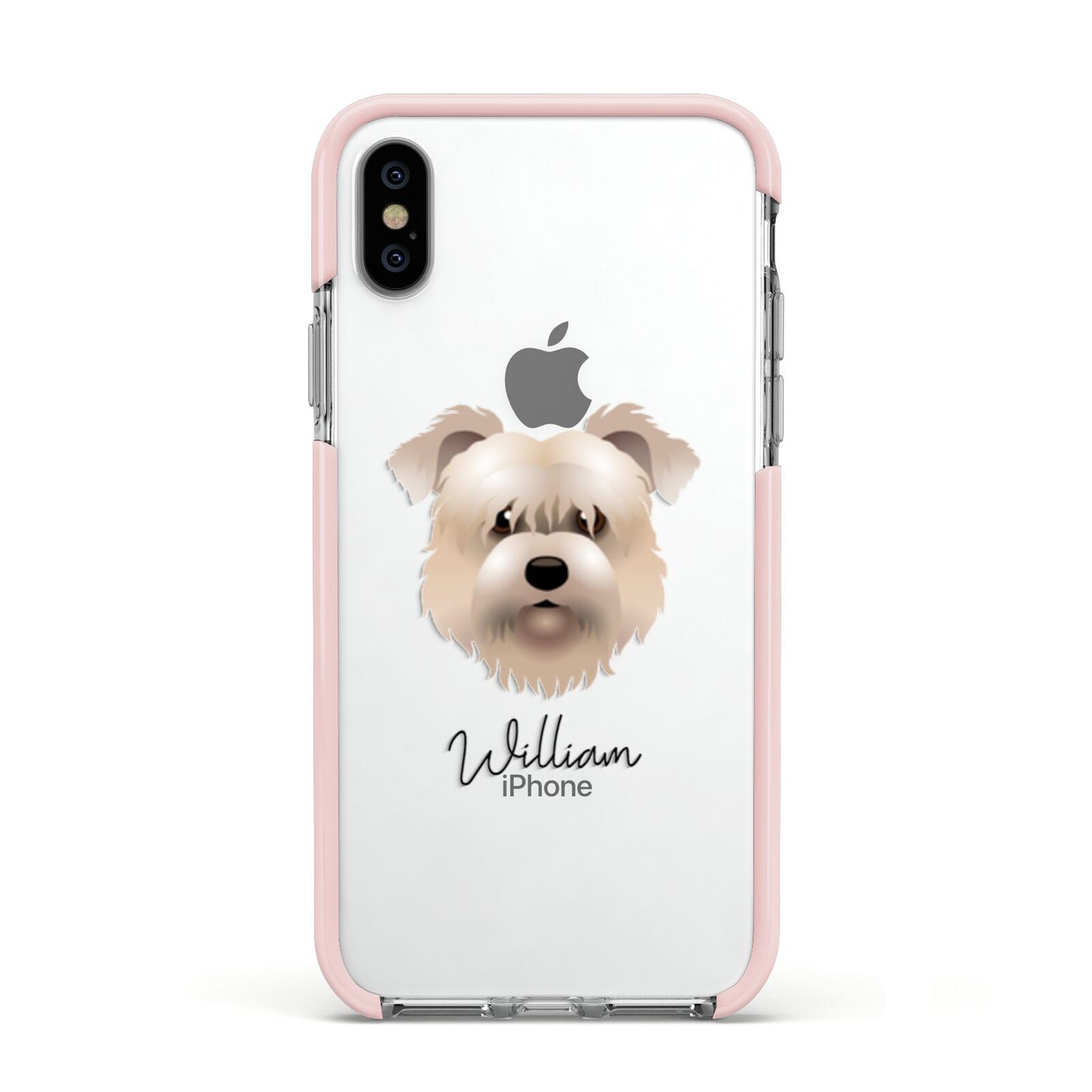 Glen Of Imaal Terrier Personalised Apple iPhone Xs Impact Case Pink Edge on Silver Phone