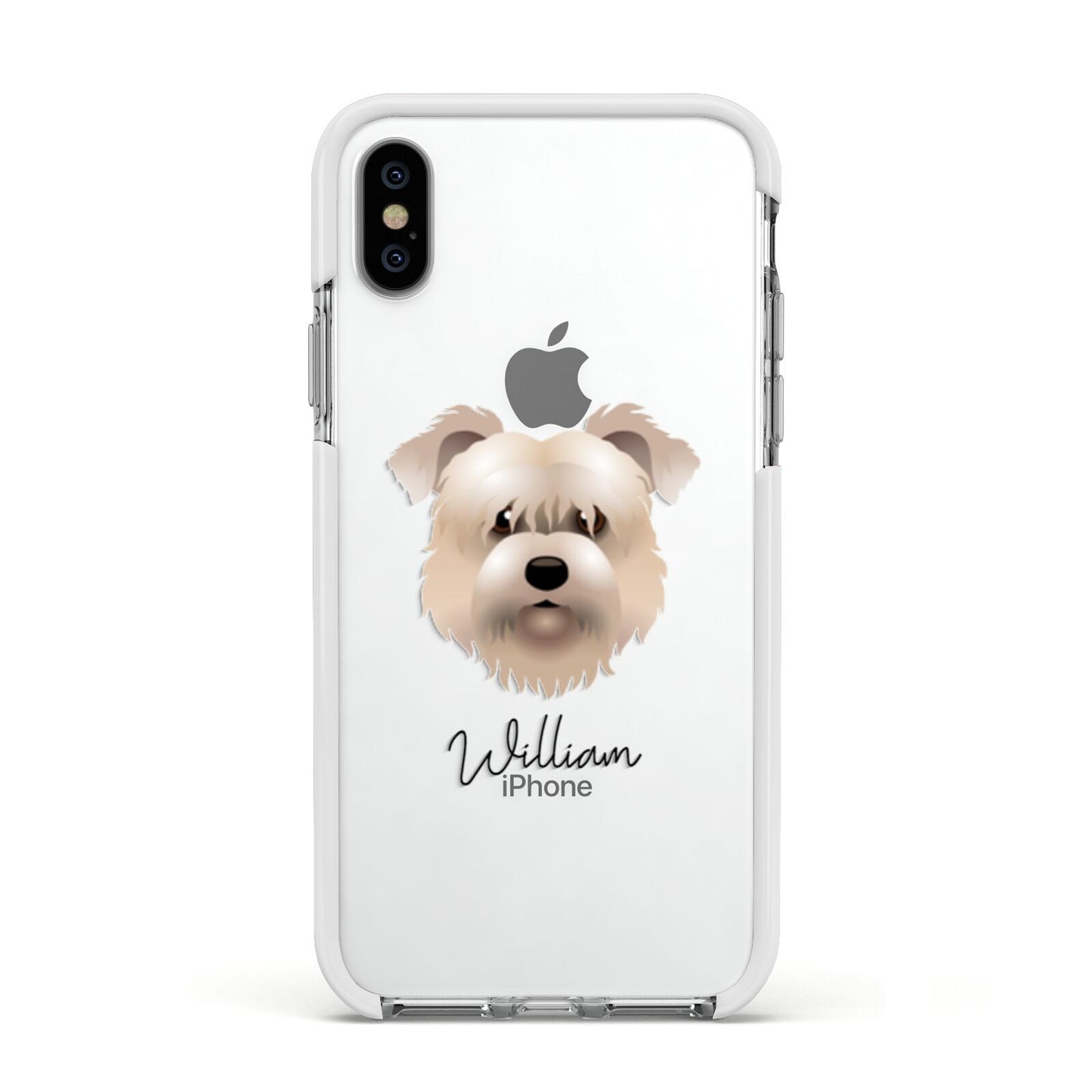 Glen Of Imaal Terrier Personalised Apple iPhone Xs Impact Case White Edge on Silver Phone