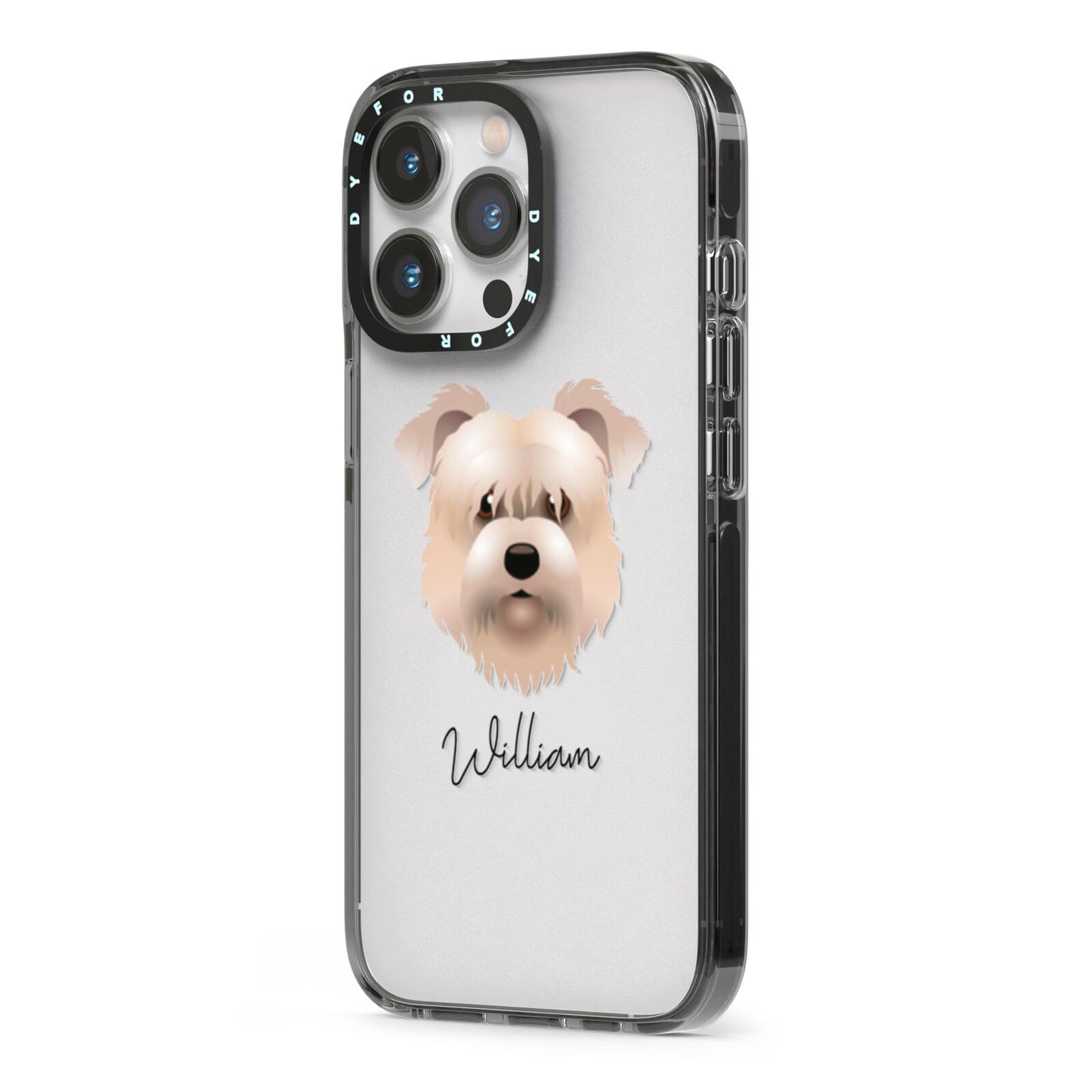 Glen Of Imaal Terrier Personalised iPhone 13 Pro Black Impact Case Side Angle on Silver phone