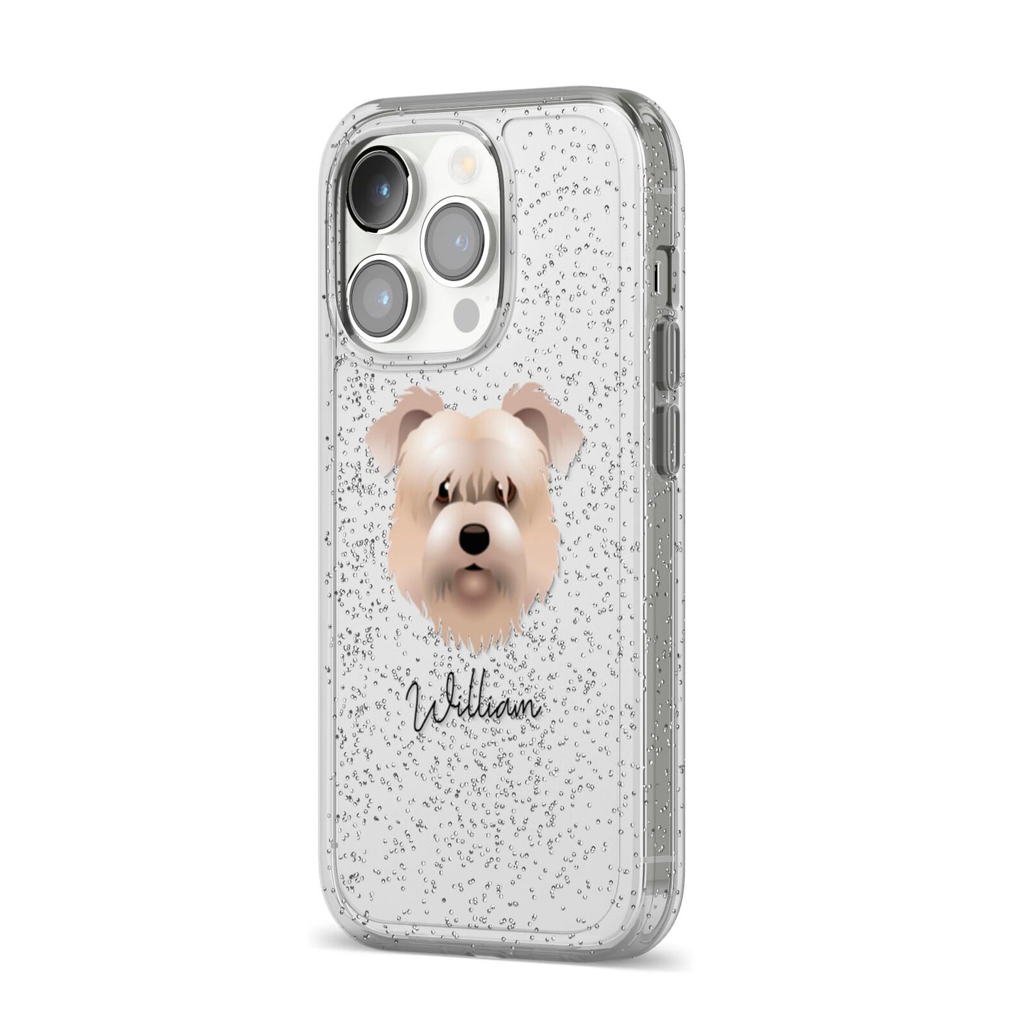Glen Of Imaal Terrier Personalised iPhone 14 Pro Glitter Tough Case Silver Angled Image