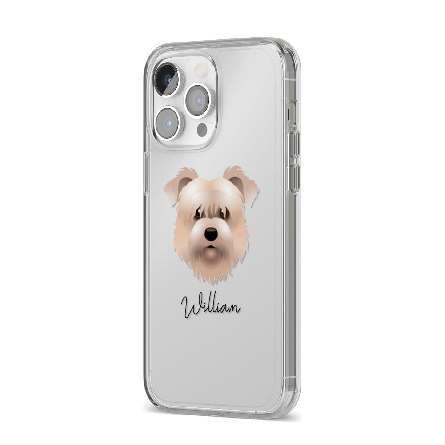 Glen Of Imaal Terrier Personalised iPhone 14 Pro Max Clear Tough Case Silver Angled Image