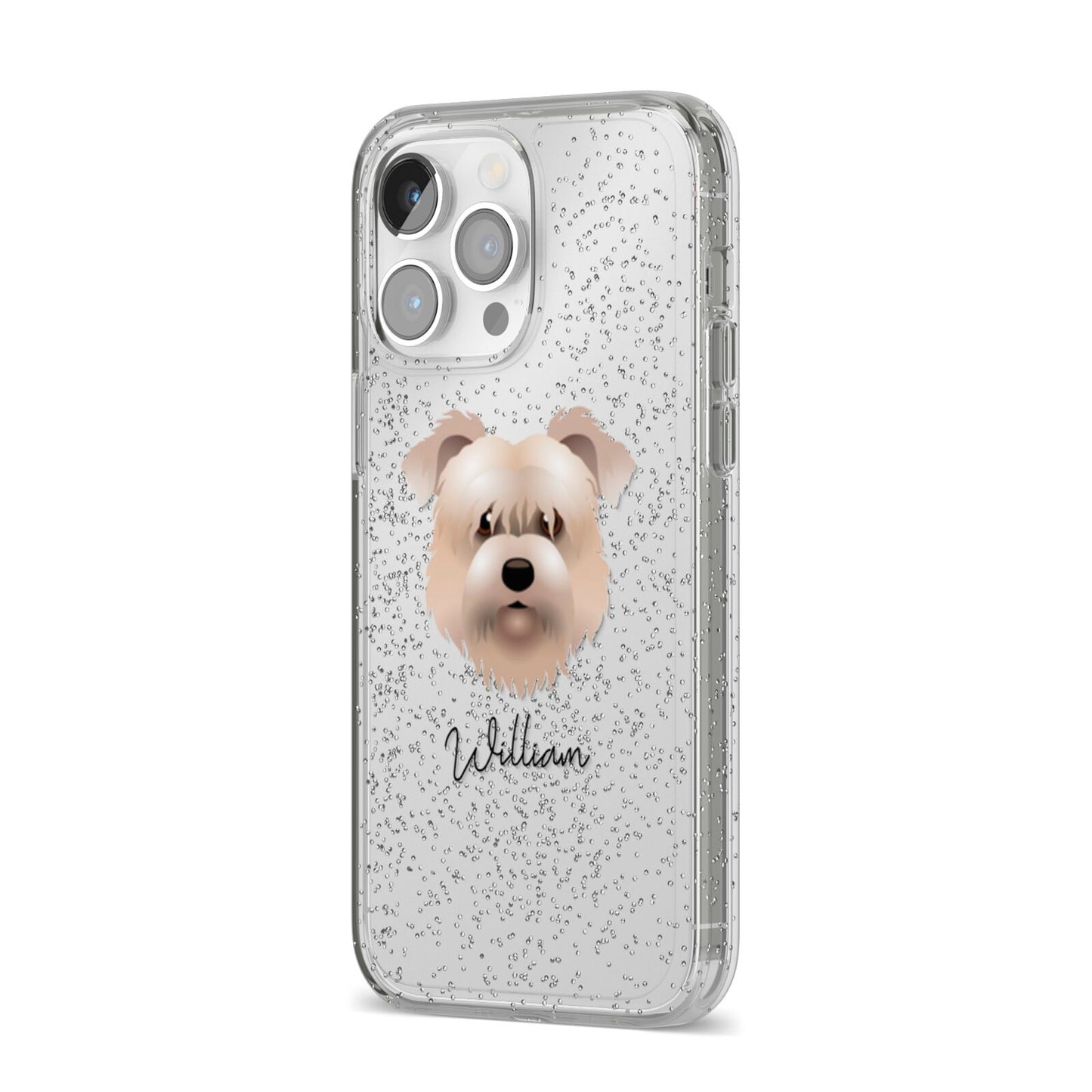 Glen Of Imaal Terrier Personalised iPhone 14 Pro Max Glitter Tough Case Silver Angled Image