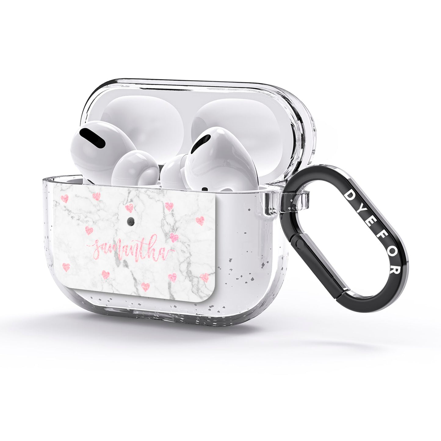 Glitter Hearts Marble Personalised Name AirPods Glitter Case 3rd Gen Side Image