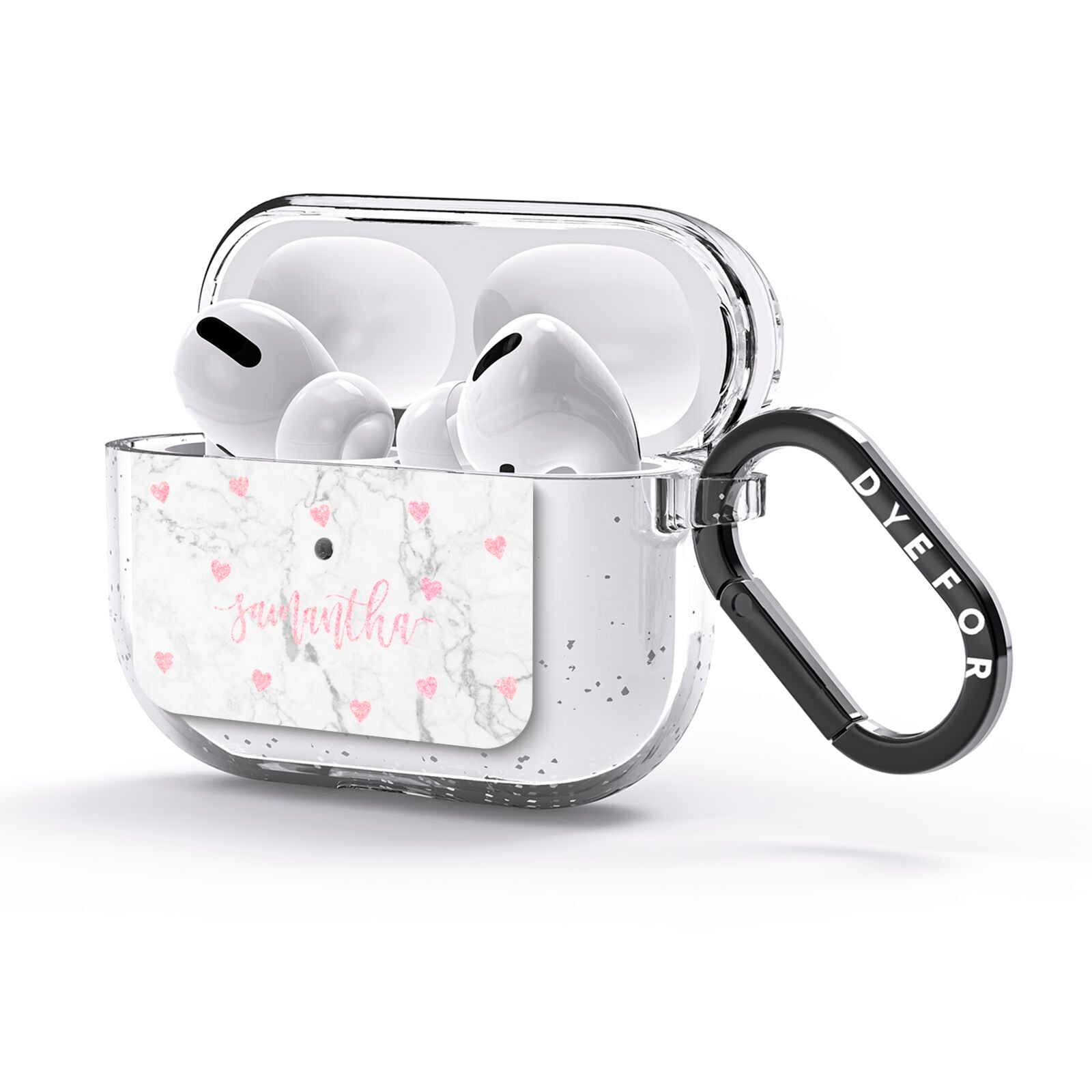 Glitter Hearts Marble Personalised Name AirPods Glitter Case 3rd Gen Side Image