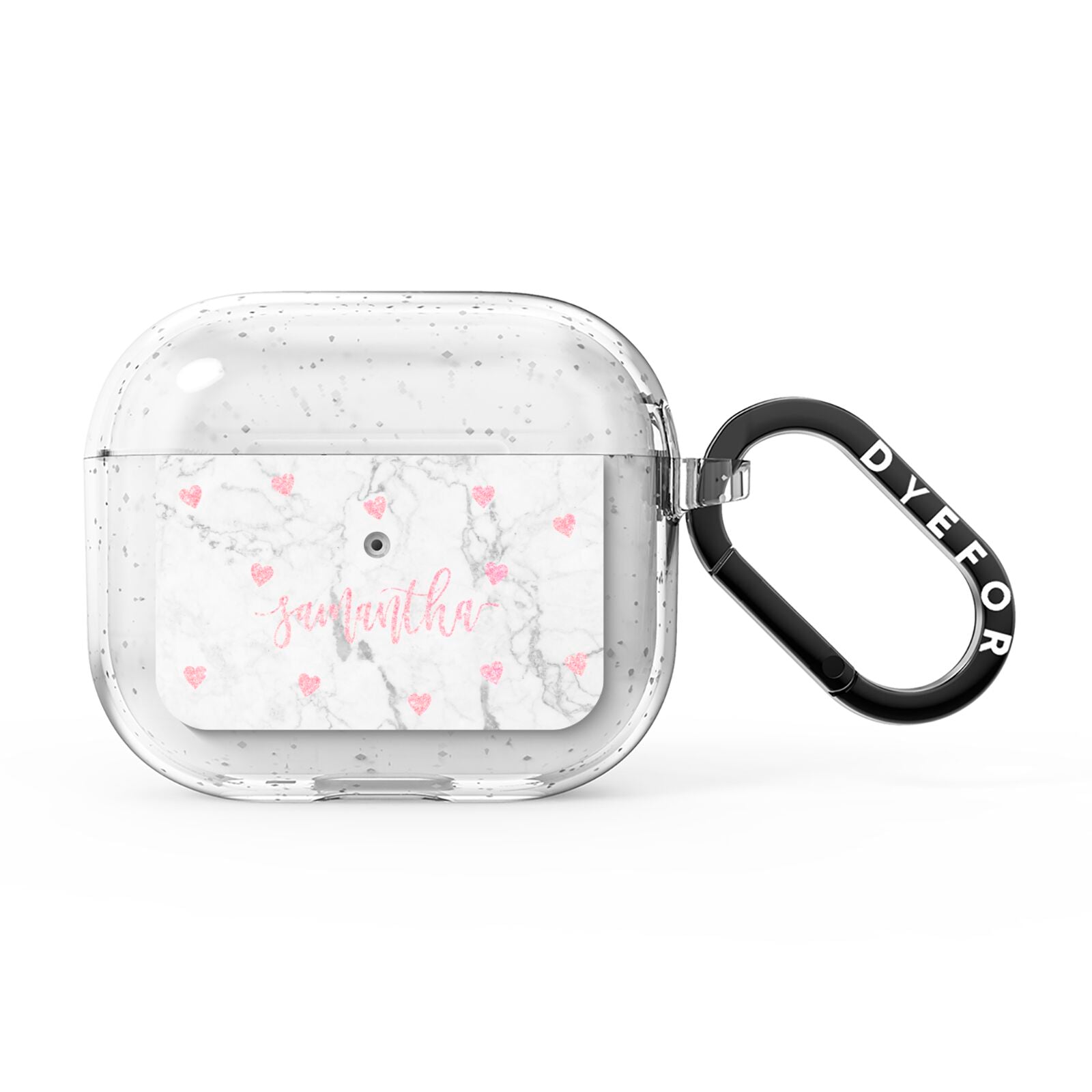 Glitter Hearts Marble Personalised Name AirPods Glitter Case 3rd Gen