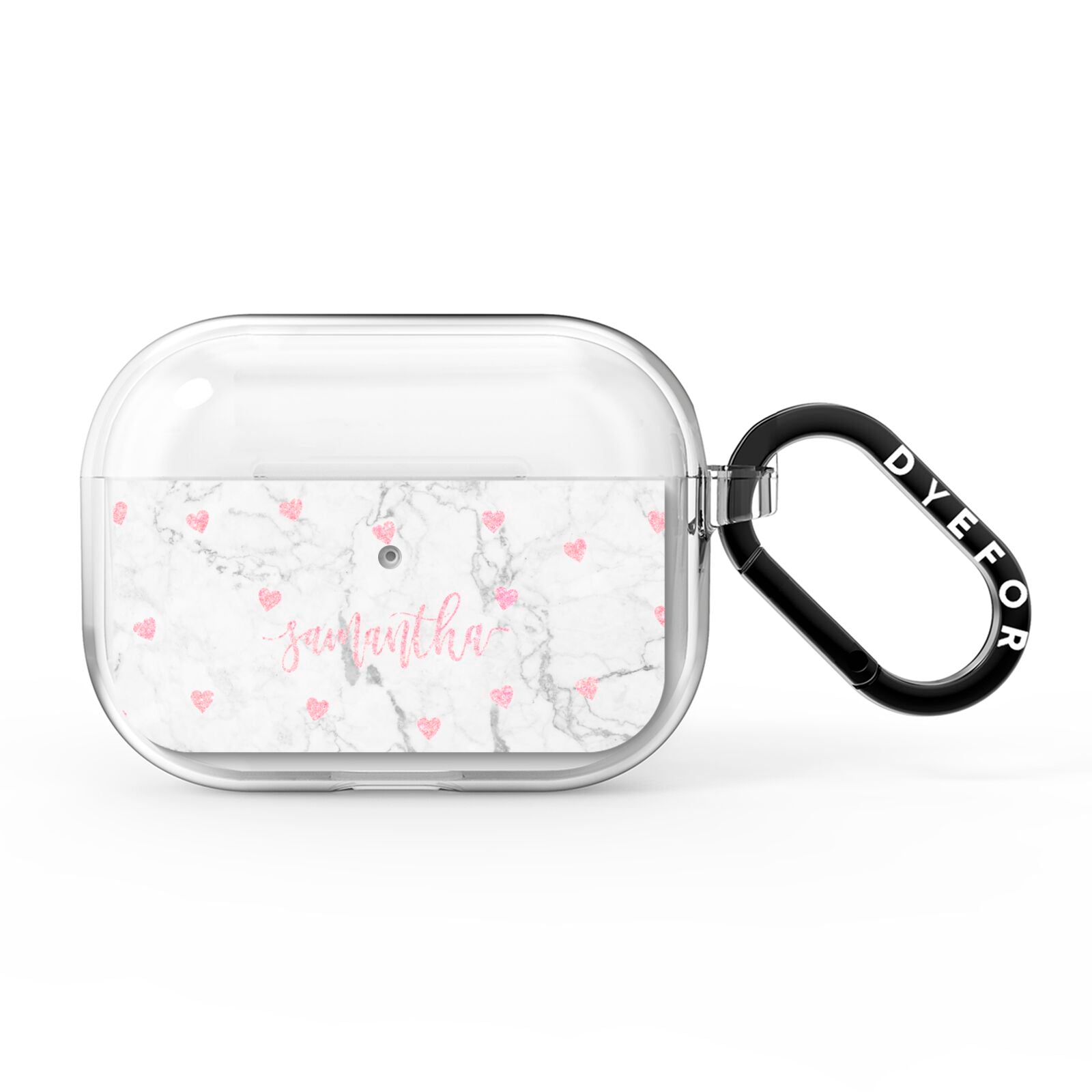 Glitter Hearts Marble Personalised Name AirPods Pro Clear Case