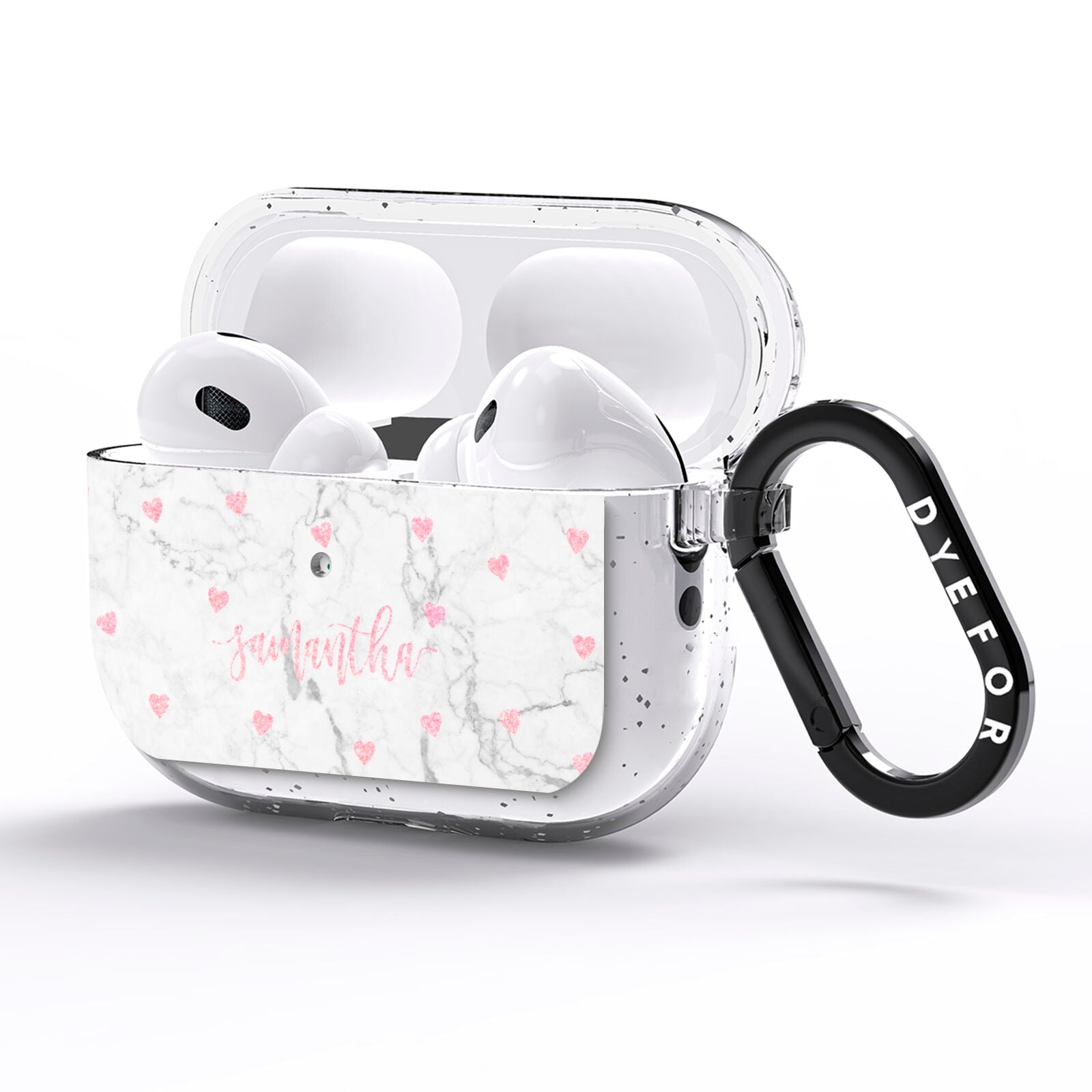 Glitter Hearts Marble Personalised Name AirPods Pro Glitter Case Side Image