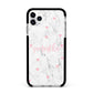 Glitter Hearts Marble Personalised Name Apple iPhone 11 Pro Max in Silver with Black Impact Case