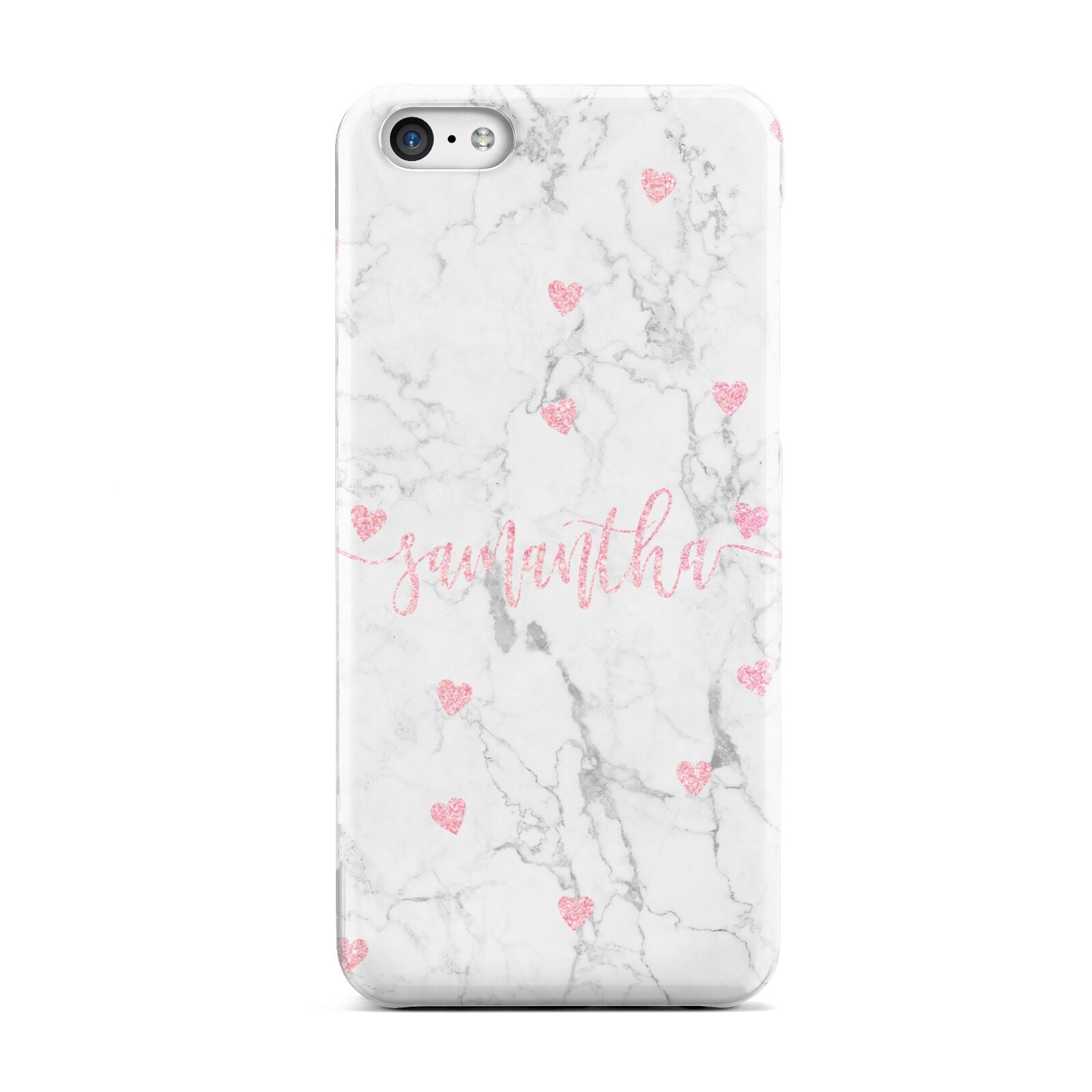 Glitter Hearts Marble Personalised Name Apple iPhone 5c Case