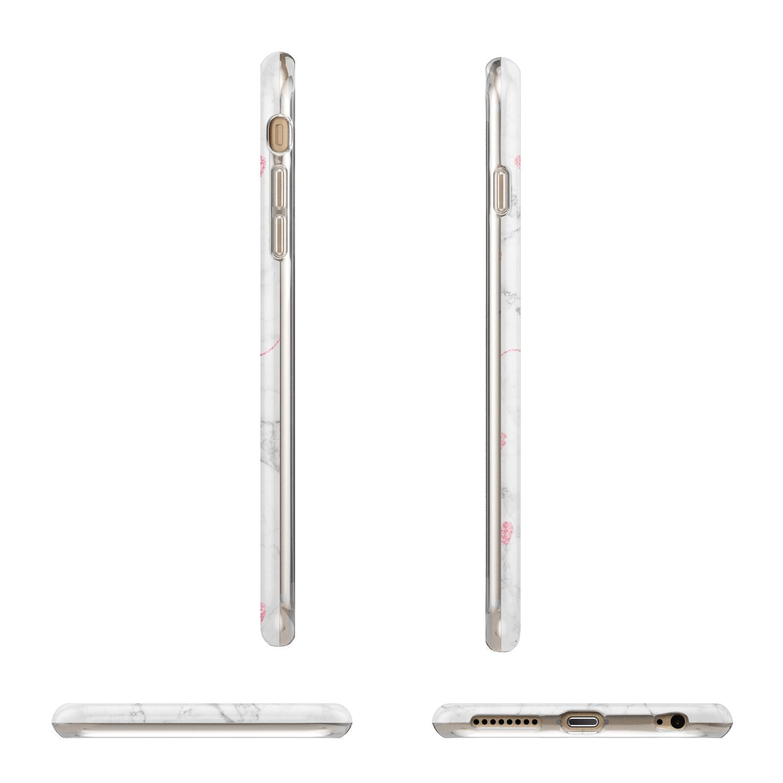 Glitter Hearts Marble Personalised Name Apple iPhone 6 Plus 3D Wrap Tough Case Alternative Image Angles