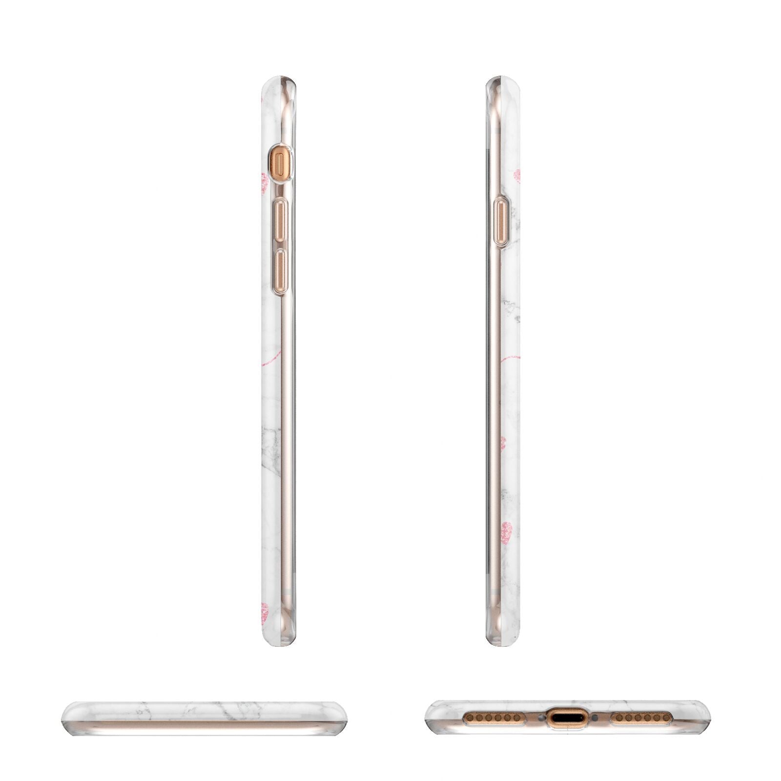 Glitter Hearts Marble Personalised Name Apple iPhone 7 8 3D Wrap Tough Case Alternative Image Angles