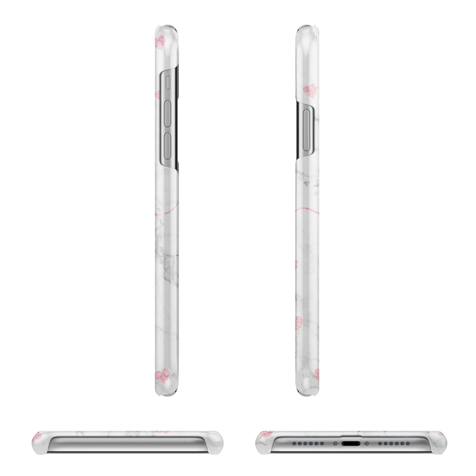 Glitter Hearts Marble Personalised Name Apple iPhone XR 3D Wrap Snap Case Angled Images on White Phone