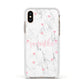 Glitter Hearts Marble Personalised Name Apple iPhone Xs Impact Case White Edge on Gold Phone